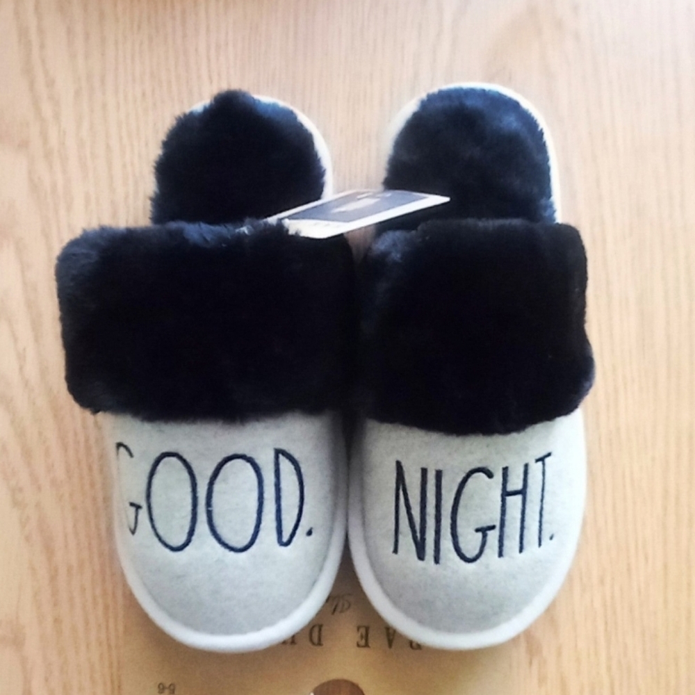 RAE DUNN "Good Night" Scuff Slippers